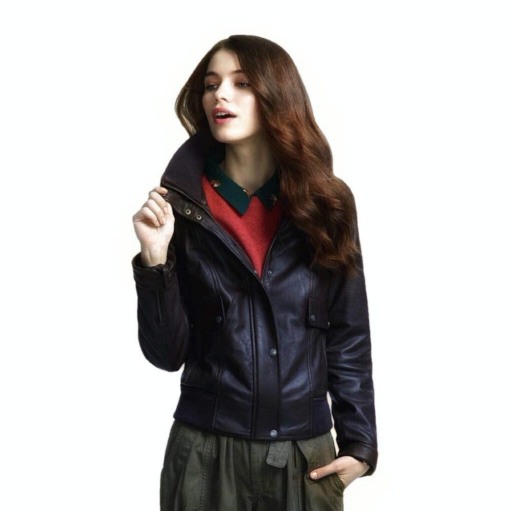 Cole Haan Grainy Lamb Leather Jacket Black XS